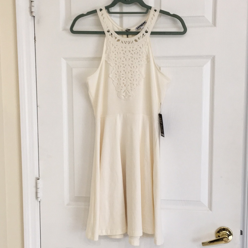 Express cotton crochet ivory dress small